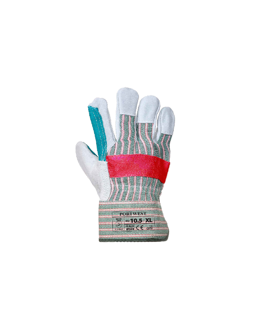 A229 - Leather Rigger 320 Cow Split Reinforced Palm Glove Green