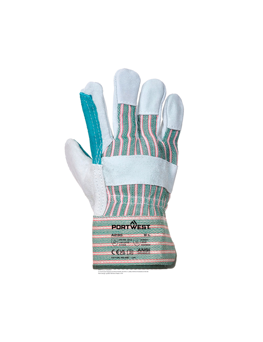 A230 - Leather Rigger 365 Cow Split Reinforced Palm Glove - Grey