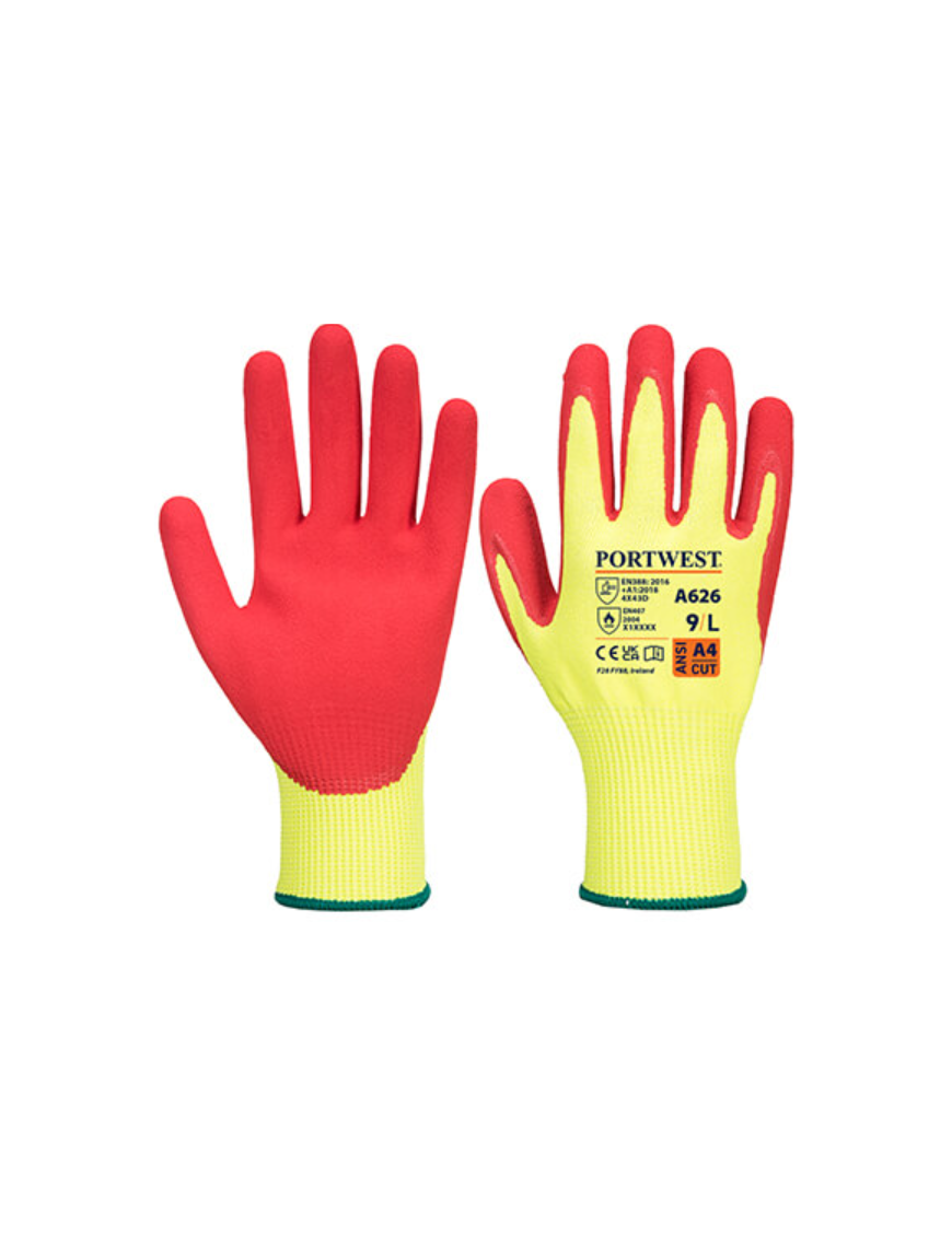 PORTWEST A626 - Vis-Tex Cut D13 Nitrile Glove Yellow/Red