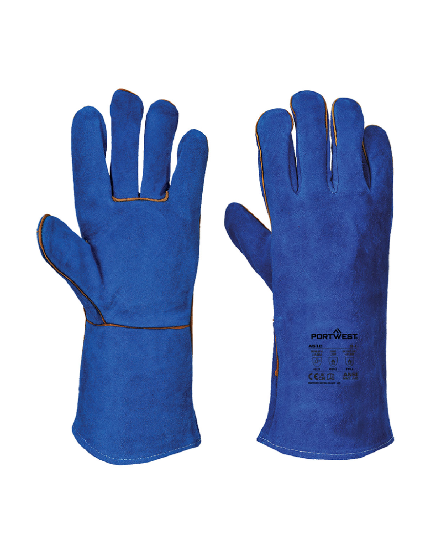 Portwest A510 - Welders 210 Split Leather Blue Gauntlet - Blue