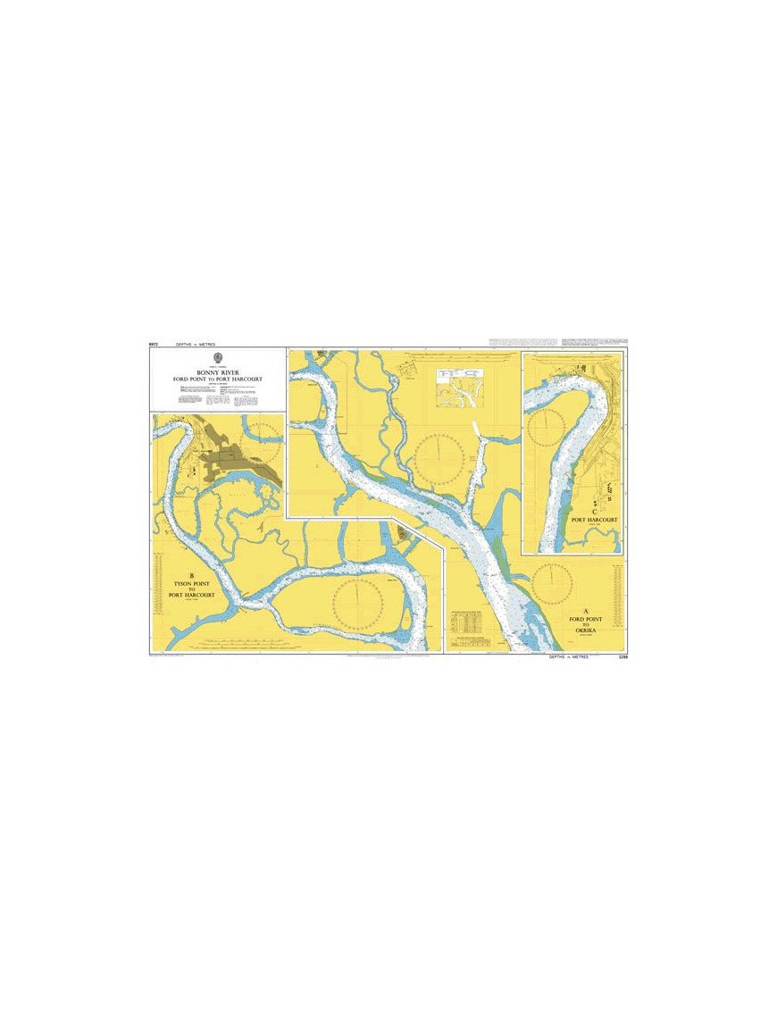 British Admiralty Nautical Chart 3288 Bonny River - Ford Point to Port Harcourt