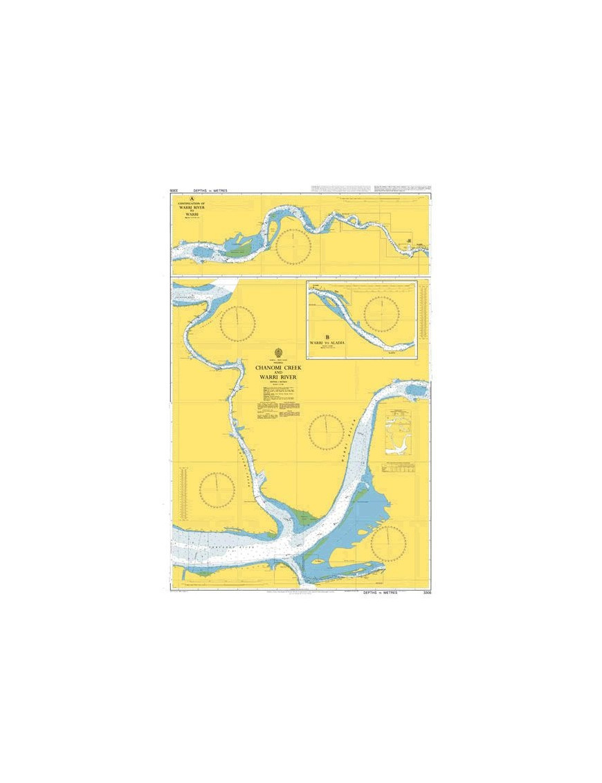 British Admiralty Nautical Chart 3305 Chanomi Creek and Warri River