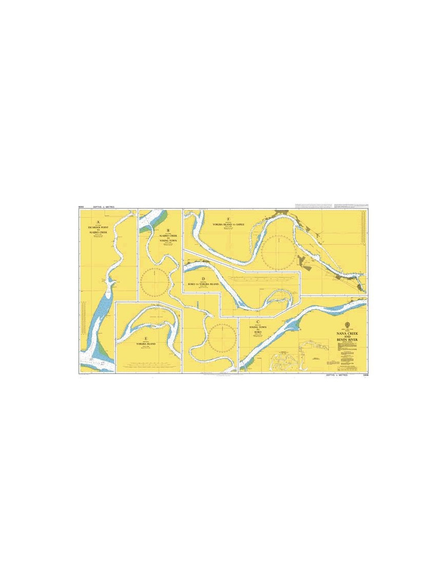 British Admiralty Nautical Chart 3306 Nana Creek and Benin River