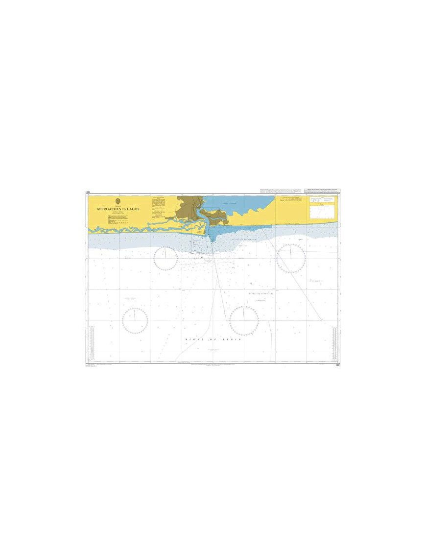 British Admiralty Nautical Chart 1381 Approaches to Lagos