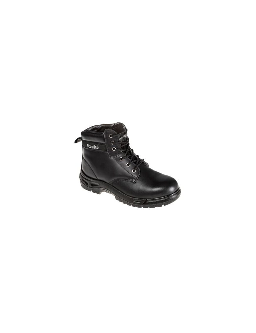 Portwest Steel Action Leather Ankle Boot| Black Safety Work Boot