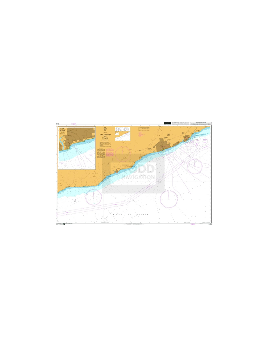 British Admiralty Nautical Chart 3432 Saltpond to Tema in Nigeria