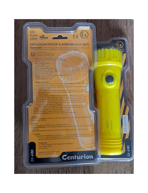 ATEX approved battery operated safety hand torch |Centurion Intrinsically safe torch light in Nigeria