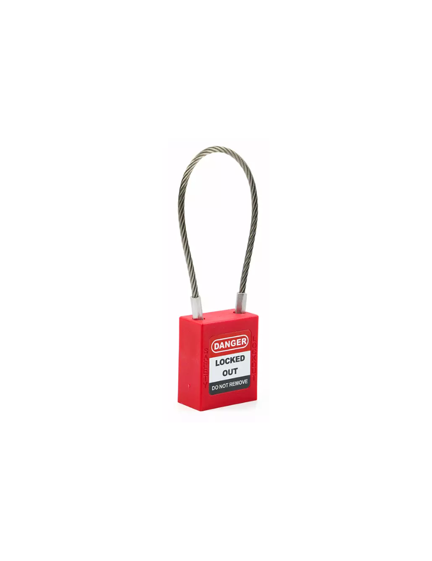 Steel Cable Shackle Safety Padlock for secure industrial lockout-tagout and reliable equipment protection.