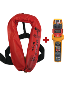 LALIZAS Inflatable Lifejacket Lamda, Auto, SOLAS/MED, Adult, with Ocean Signal MOB2, Set